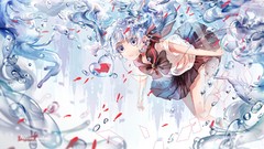 Water bubbles fish goldfish underwater schoolgirls bows skirts 