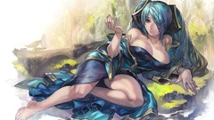 Water Butterflies Anime dress long hair anime girls brown eyes 