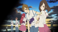 Water clouds anime girls skyscapes anime boys Shinsekai Yori 