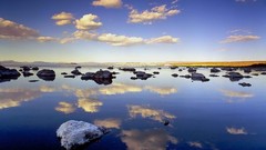 Water clouds California rocks reflections Mono Lake