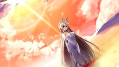 Water clouds dress collar wedding blondes long hair anime girls 