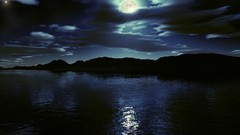 Water clouds moon skyscapes moon lake