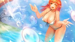 Water clouds ocean Anime wet Beaches anime girls wink ecchi 