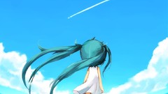 Water clouds sky Anime dress empty Chibi hatsune miku vocaloid 