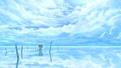 Water clouds sky robot scenic original characters mirror water