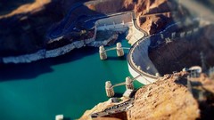 Water dam tilt-shift Hoover Dam