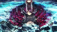 Water death sadness game roses red eyes blue rose brunettes 