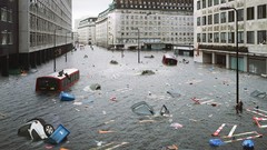 Water design flood float buildings artwork Viral