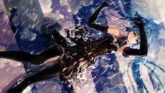 Water dress gloves reflections long hair anime girls hatsune 