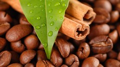 Water drops Coffee Beans