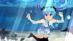 Water fish Anime underwater aquarius blue hair anime girls blue 