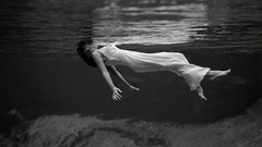 Water floating grayscale monochrome