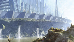 Water futuristic buildings Villages
