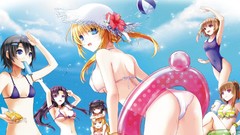 Water ice cream hats Kira anime girls cleavage bikini 