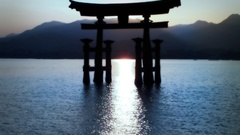 Water Japan silhouettes hills