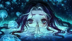 Water jellyfish anime girls artwork Original Content