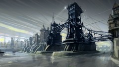 Water light paintings Bridges artwork dishonored video games 