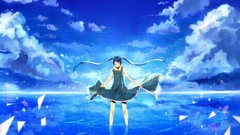 Water long hair hatsune miku skies vocaloid twintails Paper 