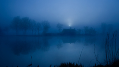 Water night moon fog