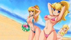 Water nintendo Super Mario blondes anime girls princess peach 