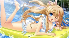 Water orange memories barefoot anime girls wink purple software 