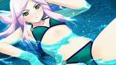 Water pink hair anime girls yellow eyes game cg bikini Shion