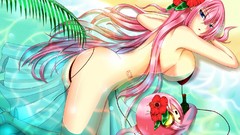 Water pink hair vocaloid megurine luka flower in hair Vocaloid 