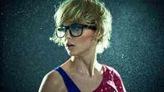 Water rain woman glasses blondes girls with glasses studio rain