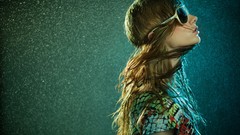 Water rain woman glasses wet fashion blondes fashion model