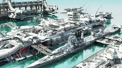 Water ships port futuristic 3D modeling harbours 3DS Max