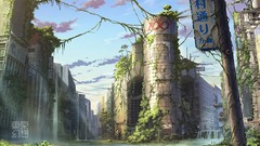 Water signs abandoned waterfalls buildings vines cities 