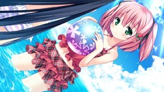 Water summer Anime blush pink hair anime girls black hair game 