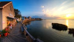 Water sunset boardwalk