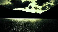 Water sunset Mountains clouds