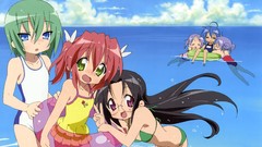 Water tube Anime glasses blue hair lucky star green hair 