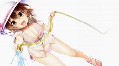 Water white background hats fangs wet shirts smiling anime 