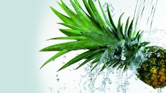 Water white background splashes pineapples