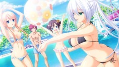 Water white hair anime girls game cg bikini gensou no idea 