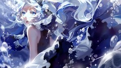 Water woman bubbles dress underwater long hair hatsune miku 