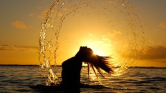 Water woman wet hair Silhoutte