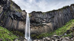 waterfall rock formation nature landscape rock cliff iceland