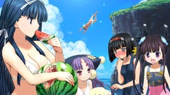 Watermelons blue hair pink eyes anime girls purple hair purple 