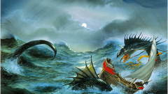 Waves fantasy art Boats