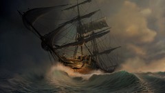 Waves storm ships The