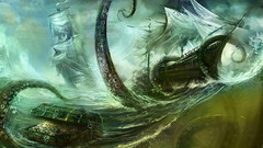 Waves tentacles ships Kraken