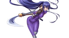 Weapons Anime blue hair Simple Background Taimanin Yukikaze