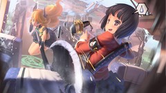 Weapons anime girls Axes sweat drop