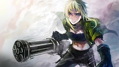 Weapons anime girls vocaloid minigun Megpoid Gumi