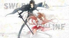 Weapons Anime gloves coat Swords skirts long hair anime girls 