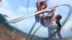 Weapons Anime Swords anime girls boots brown eyes brunettes 